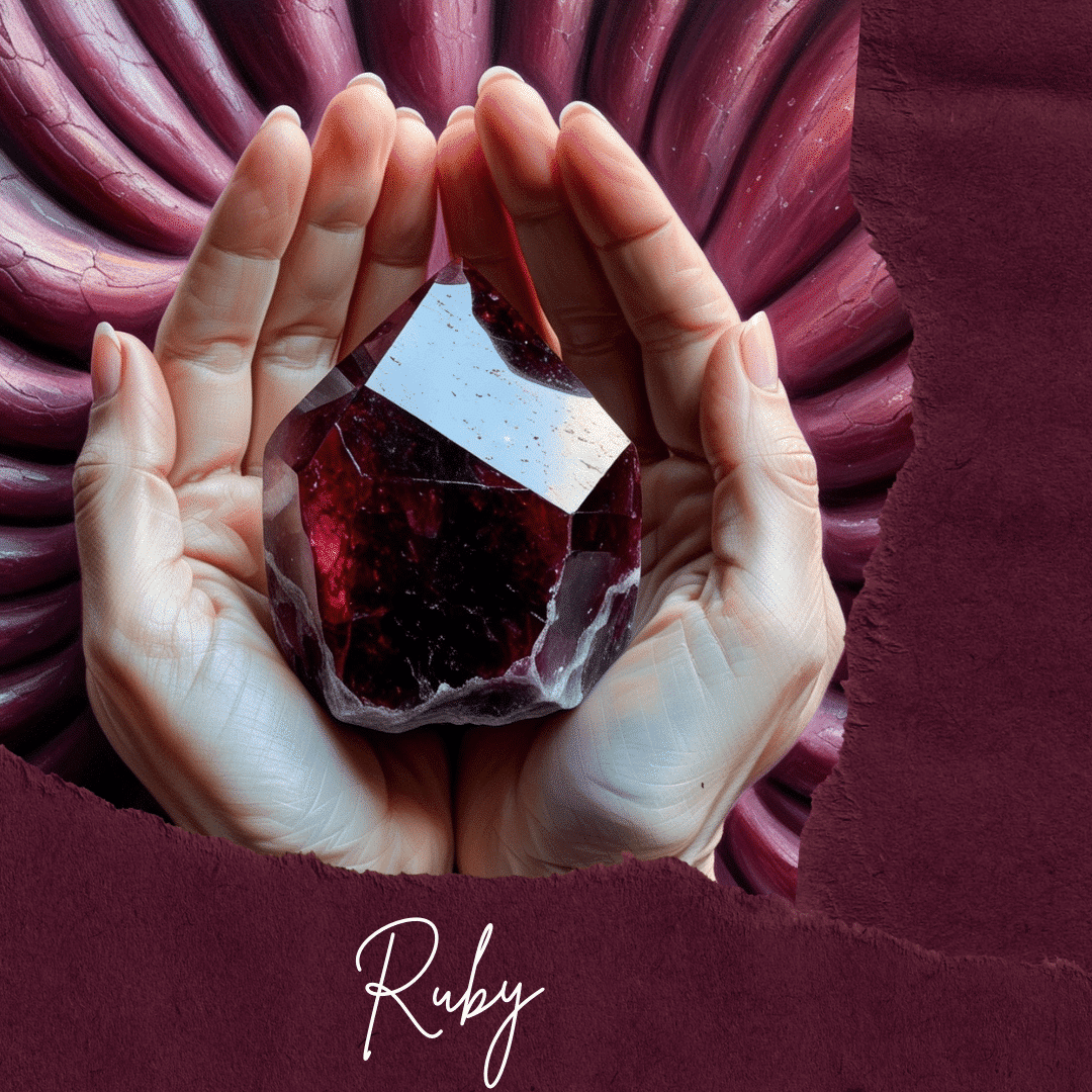 Collier en acier inoxydable avec pendentif en rubis naturel (75 cm)