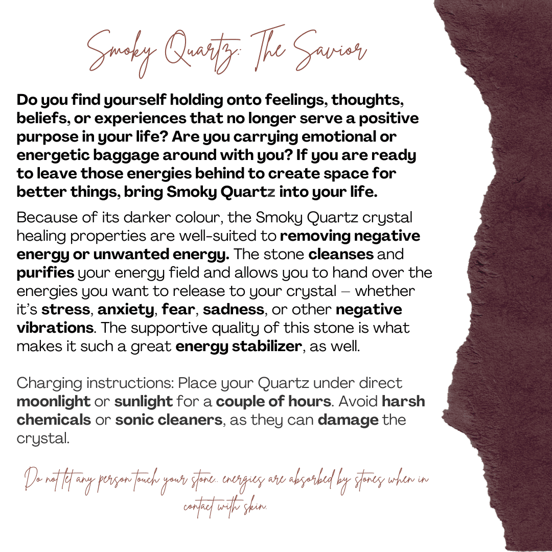 Bracelet en fil tressé noir et pierres de Quartz Fumée - (16 à 21 cm)