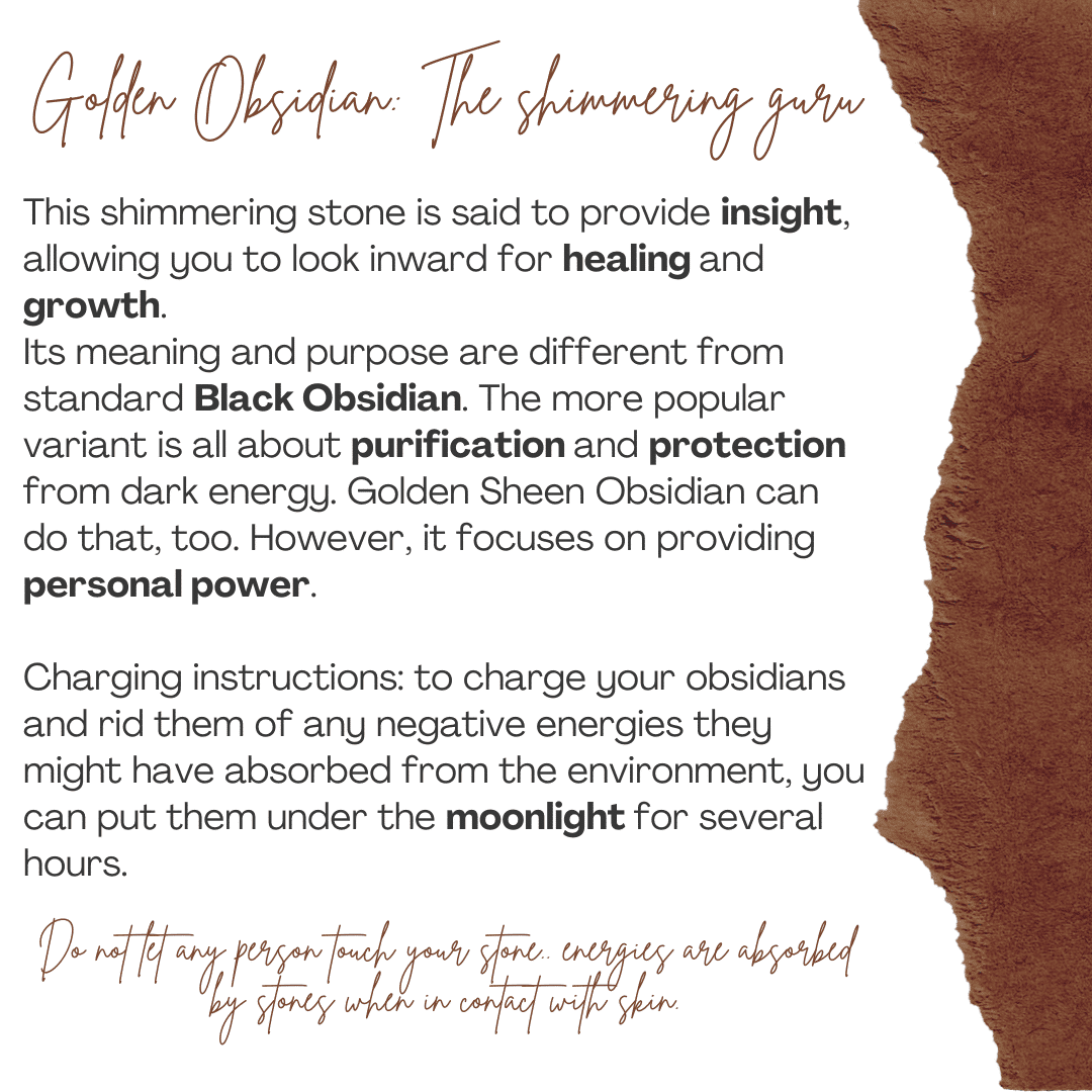 Bracelet élastique en pierre d'Obsidienne Dorée (17-19 cm)