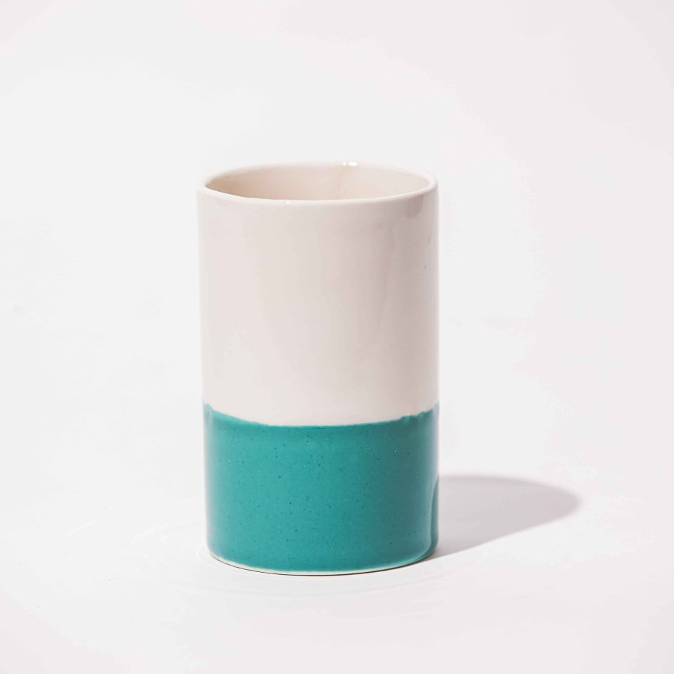 Service à eau en céramique bicolore : Élégance artisanale unique