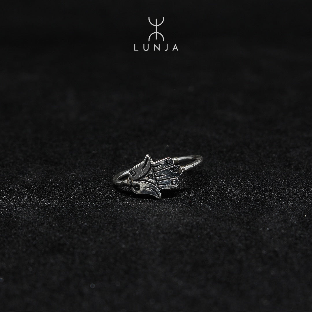 Bague berbère Khomsa en argent ciselé ajustable