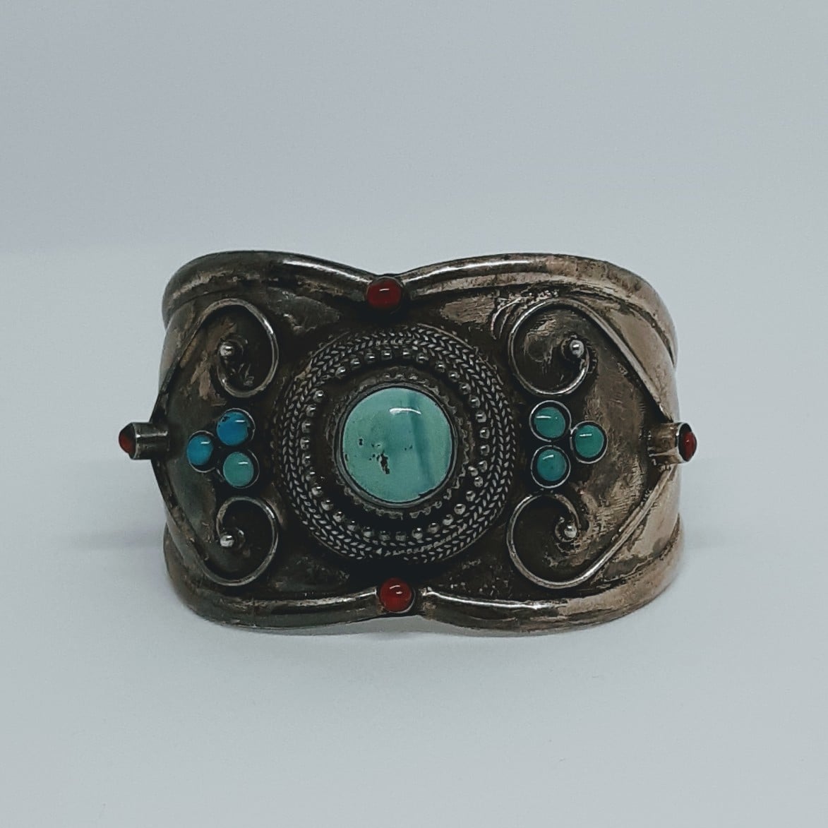 Bracelet Argent Turquoise et Corail, bracelet pour femme en argent et pierres naturelles