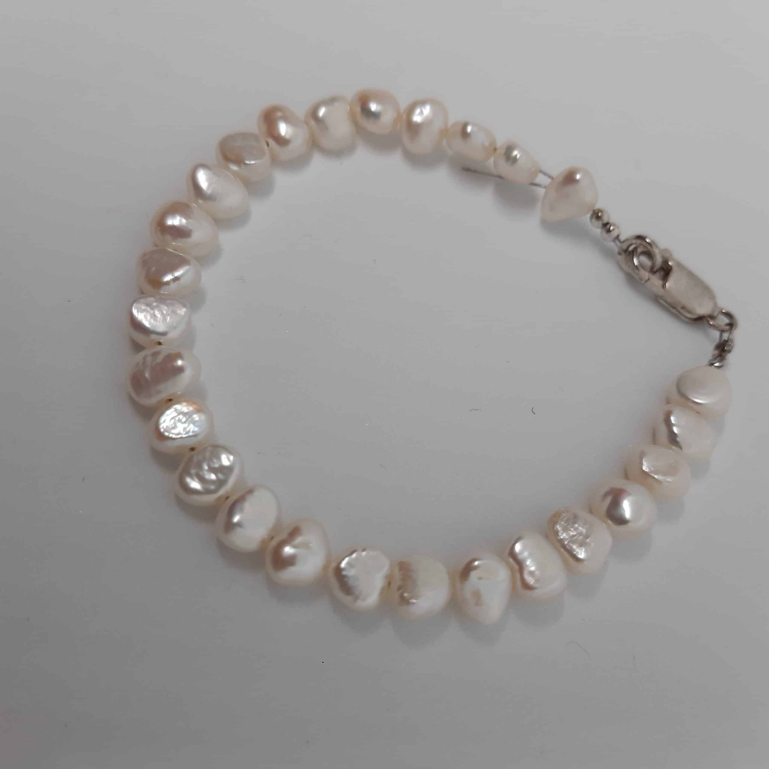Bracelet Perle De Culture Plate, bracelet en perles authentiques