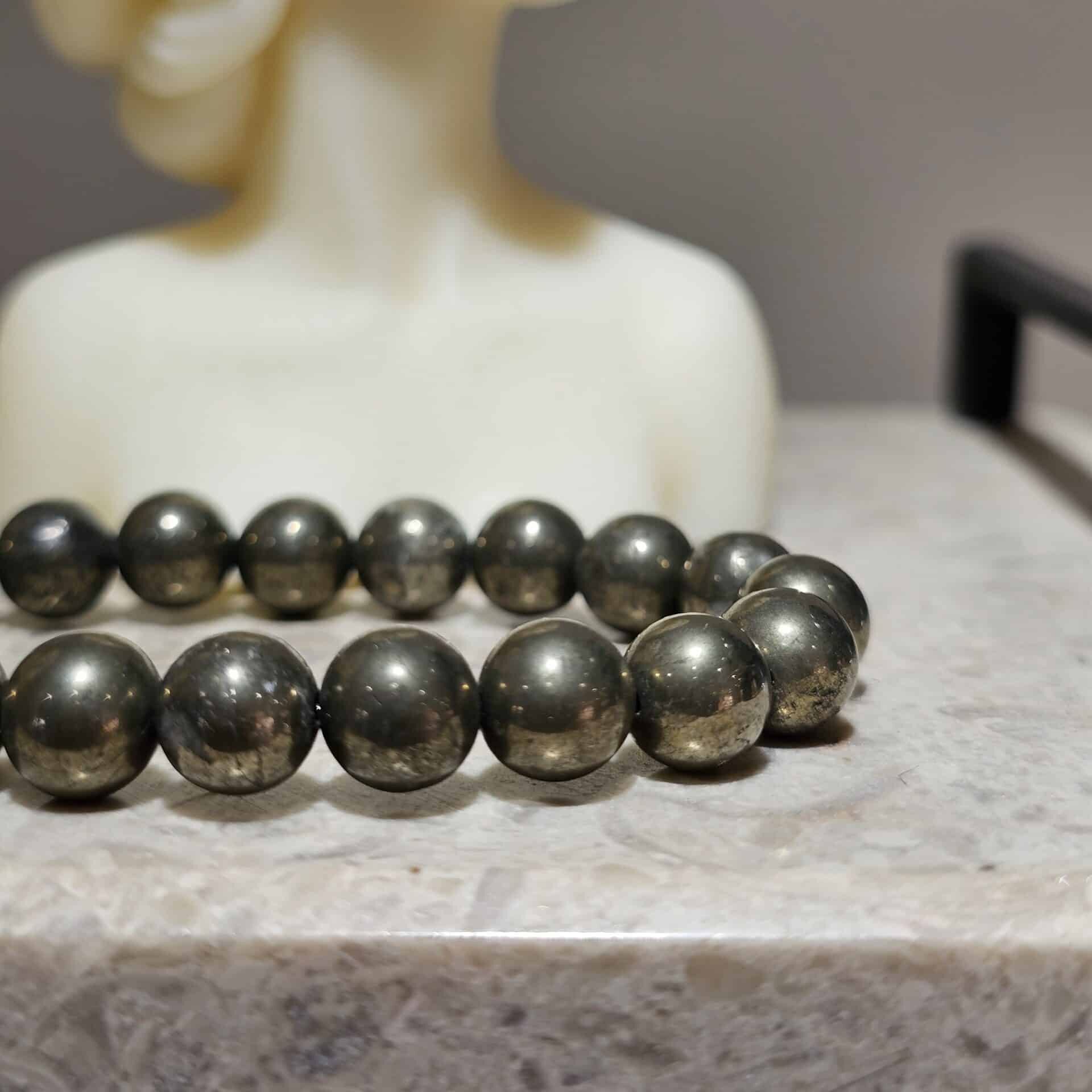 Bracelet élastique en Pyrites naturelles (16-19 cm) - Protection et abondance