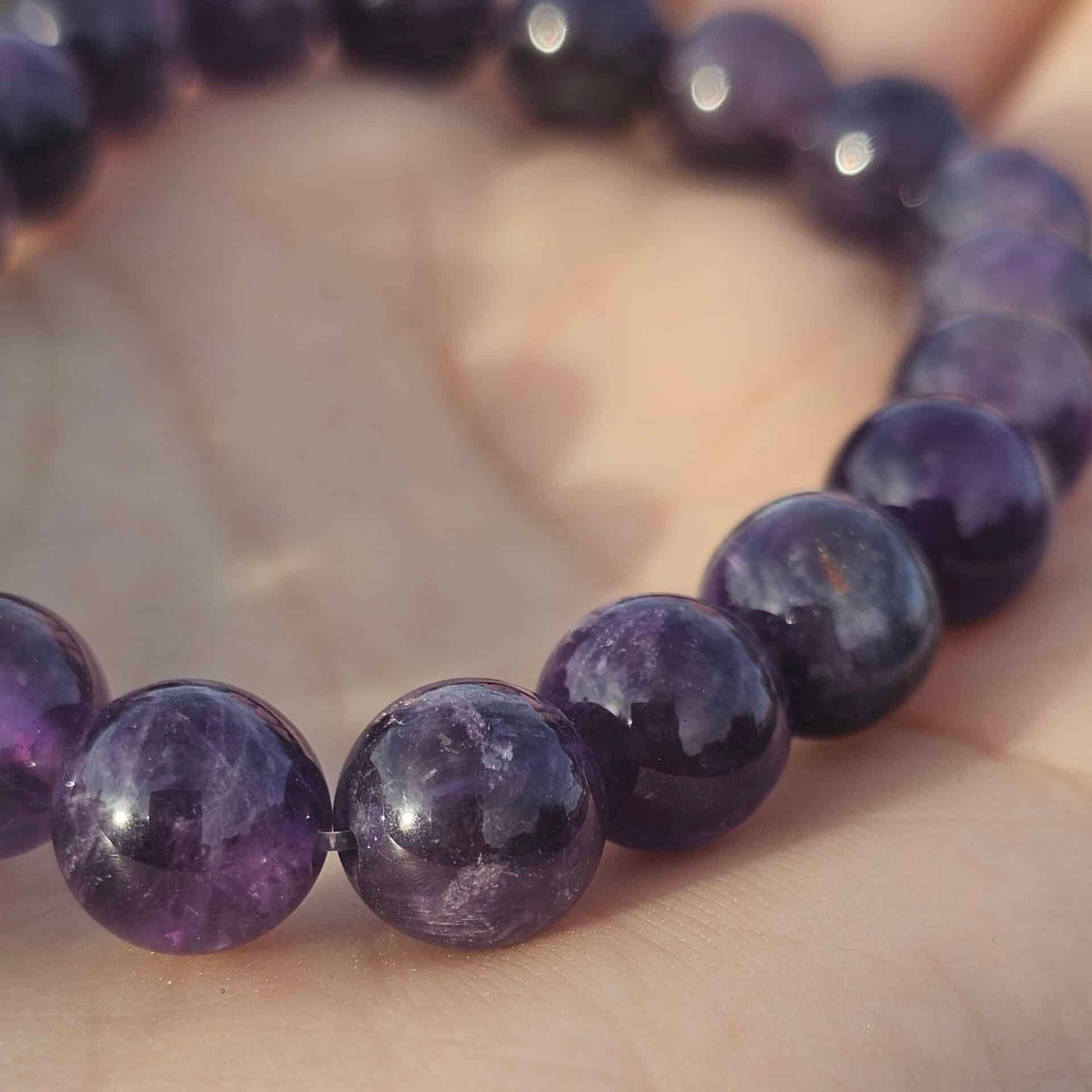 Bracelet élastique en pierre d'Améthyste (18 à 19 cm)
