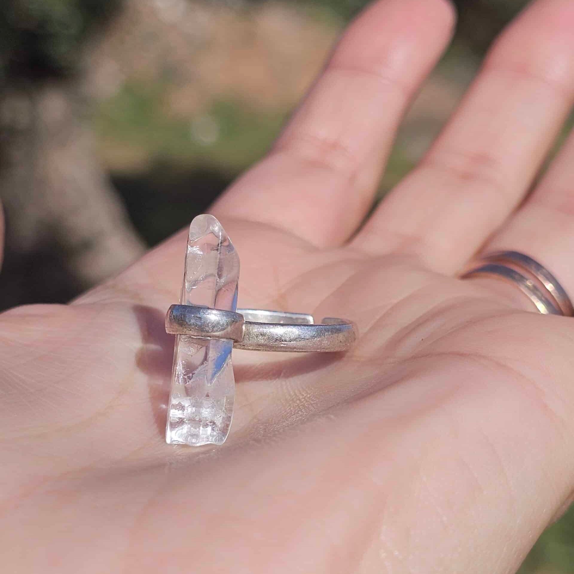 Bague en argent 925 Clear Quartz ajustable