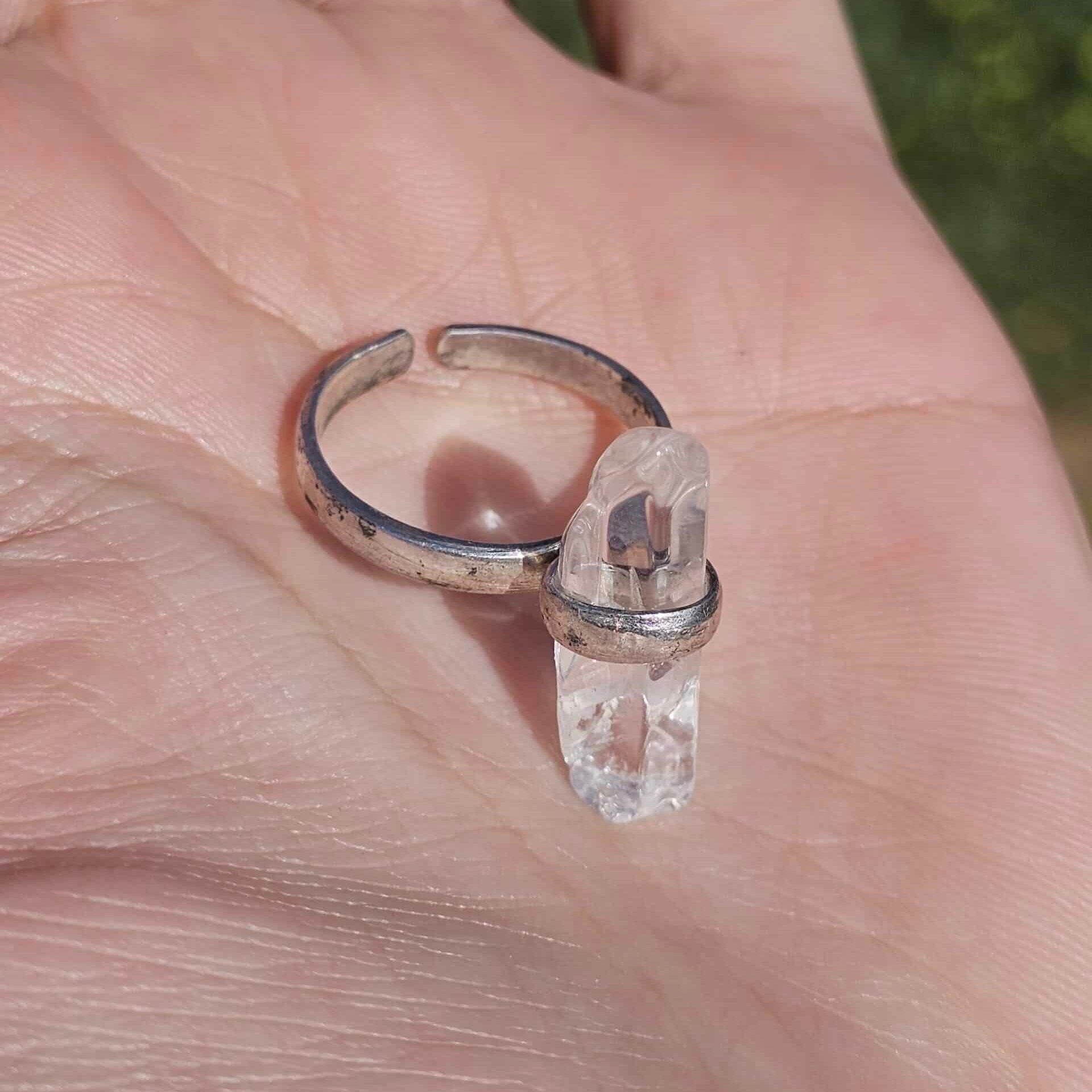Bague en argent 925 Clear Quartz ajustable