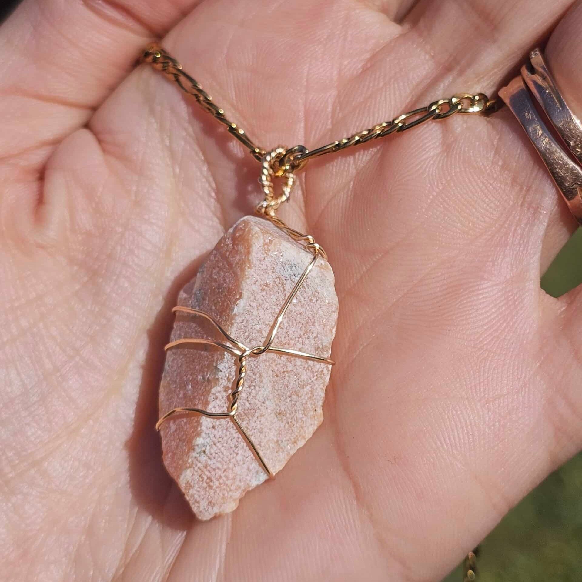 Collier Pierre de Soleil brute chaîne acier inoxydable (65 cm)