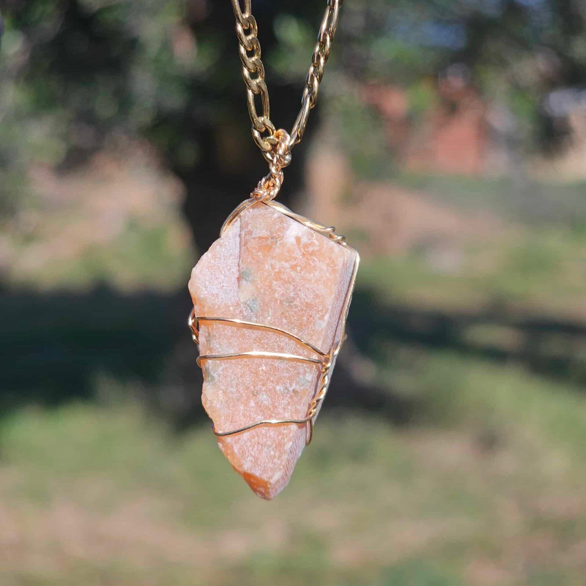 Collier Pierre de Soleil brute chaîne acier inoxydable (65 cm)