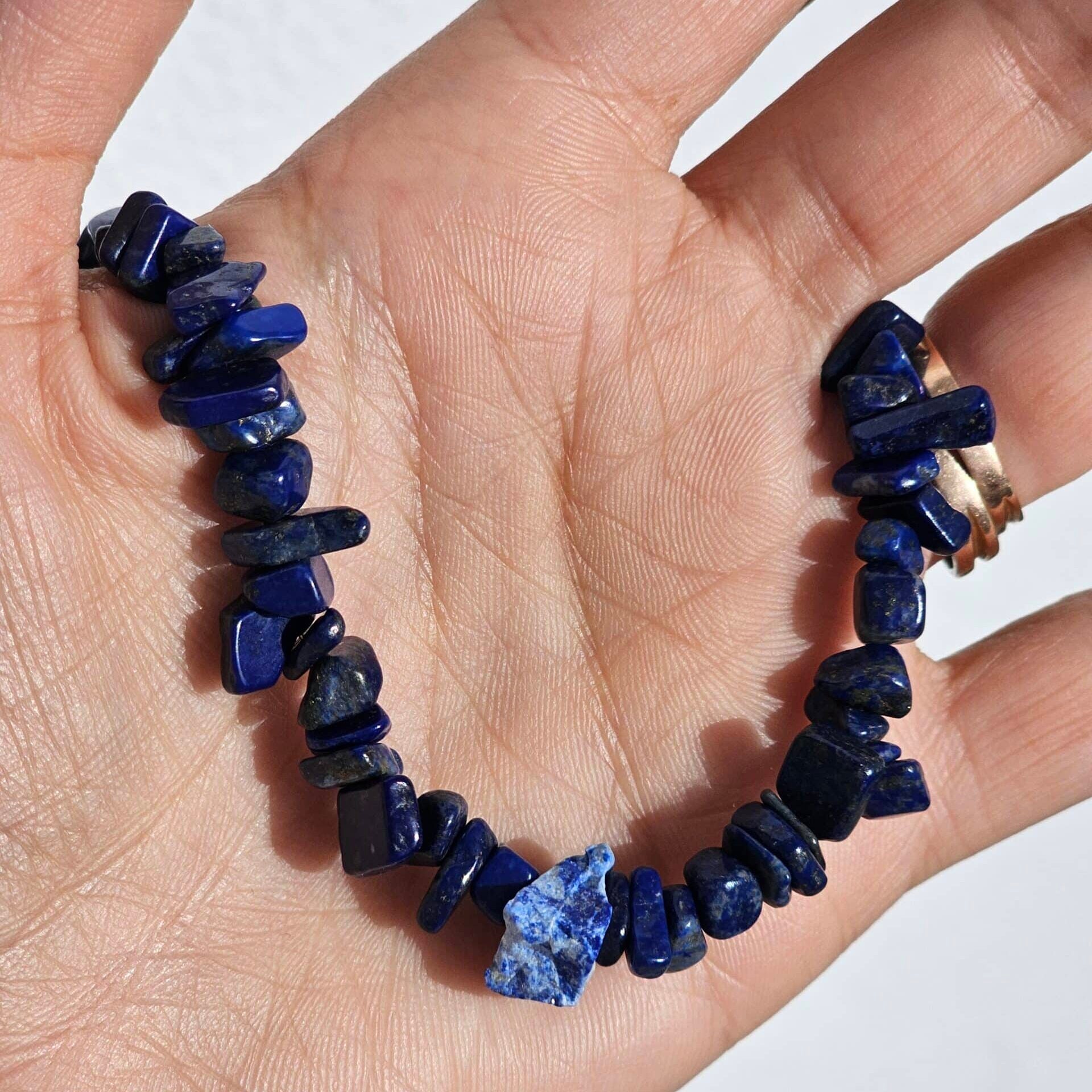 Collier Lapis Lazuli brut avec fermeture en acier inoxydable (40 cm)
