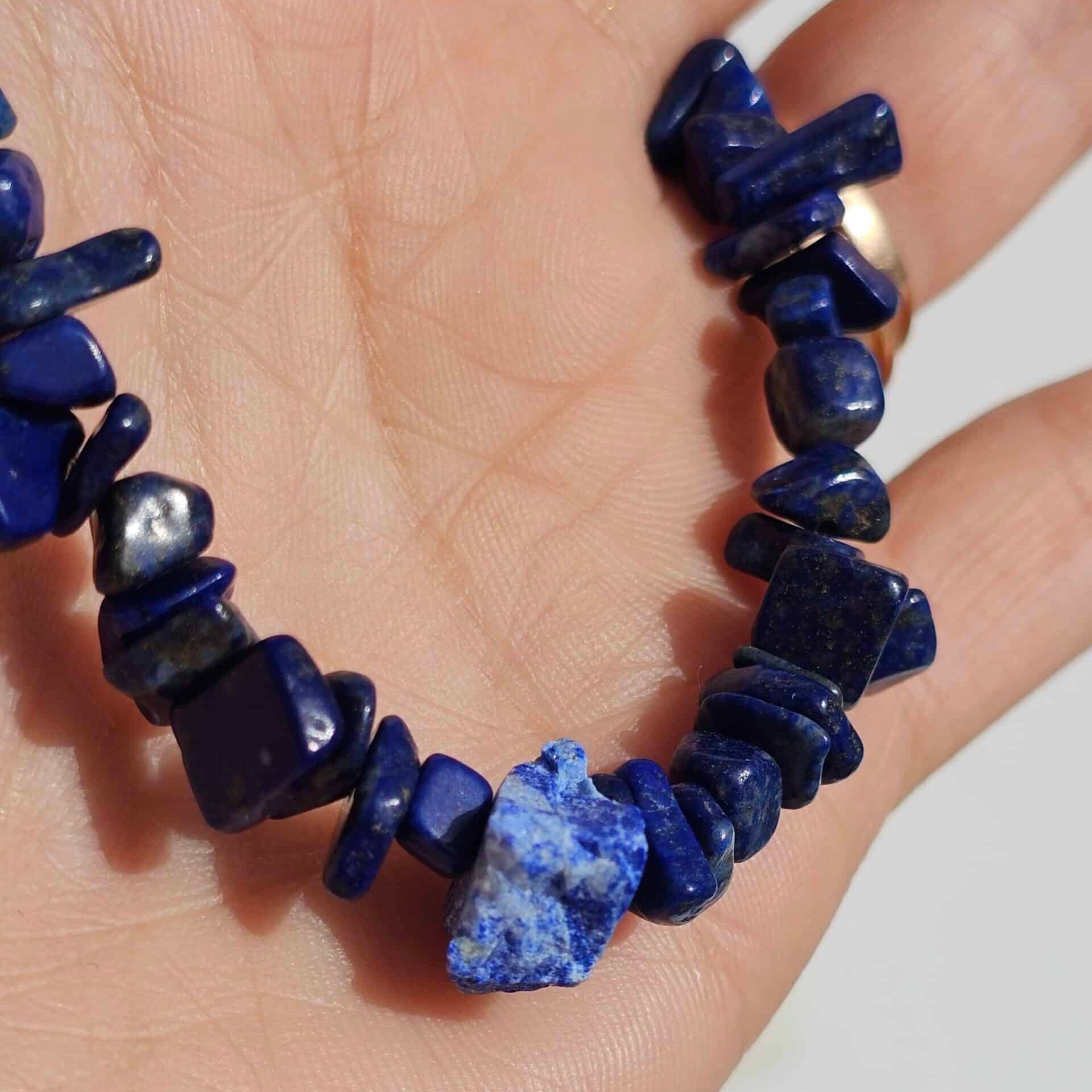 Collier Lapis Lazuli brut avec fermeture en acier inoxydable (40 cm)