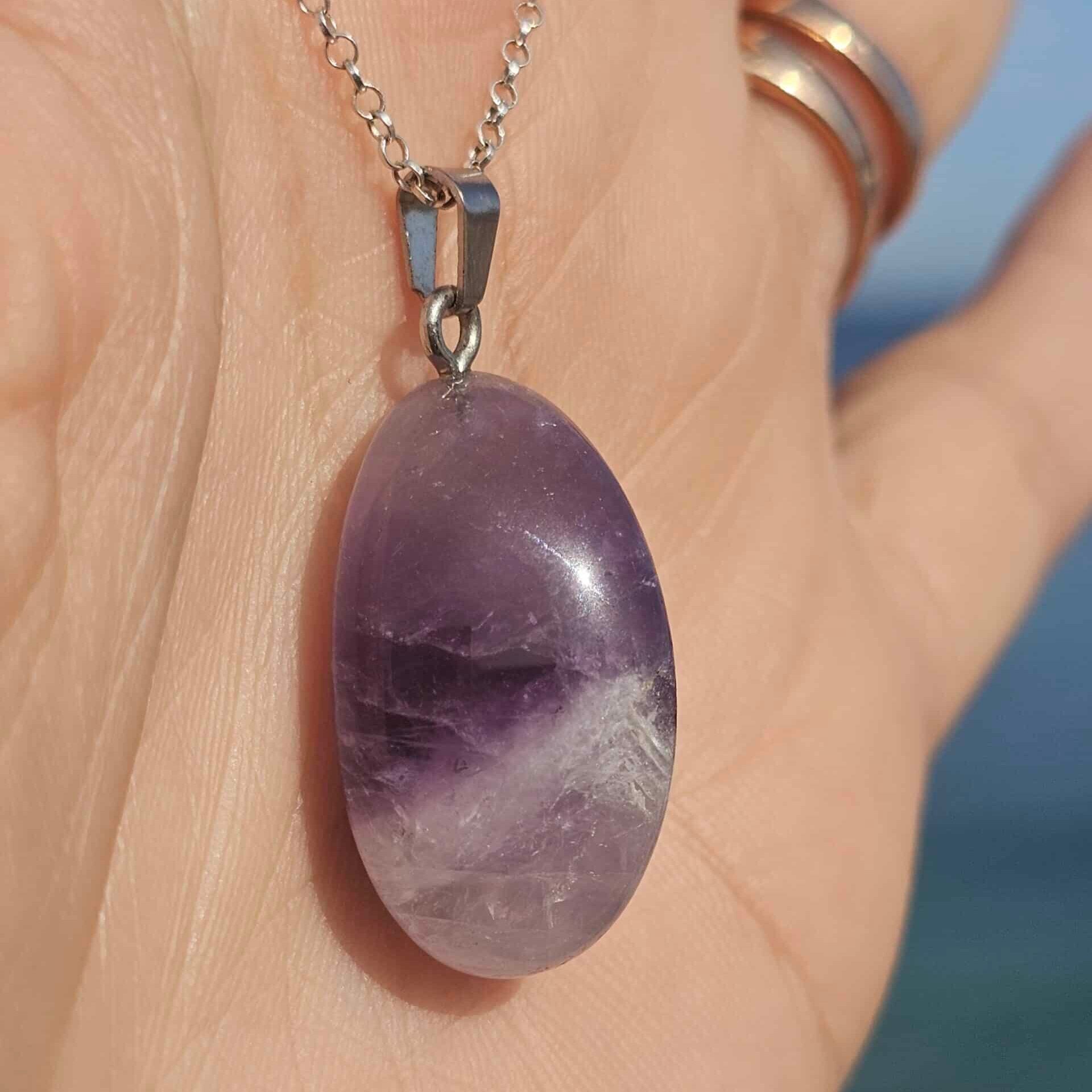 Collier en argent 925 avec pendentif Améthyste chevron (45 cm)