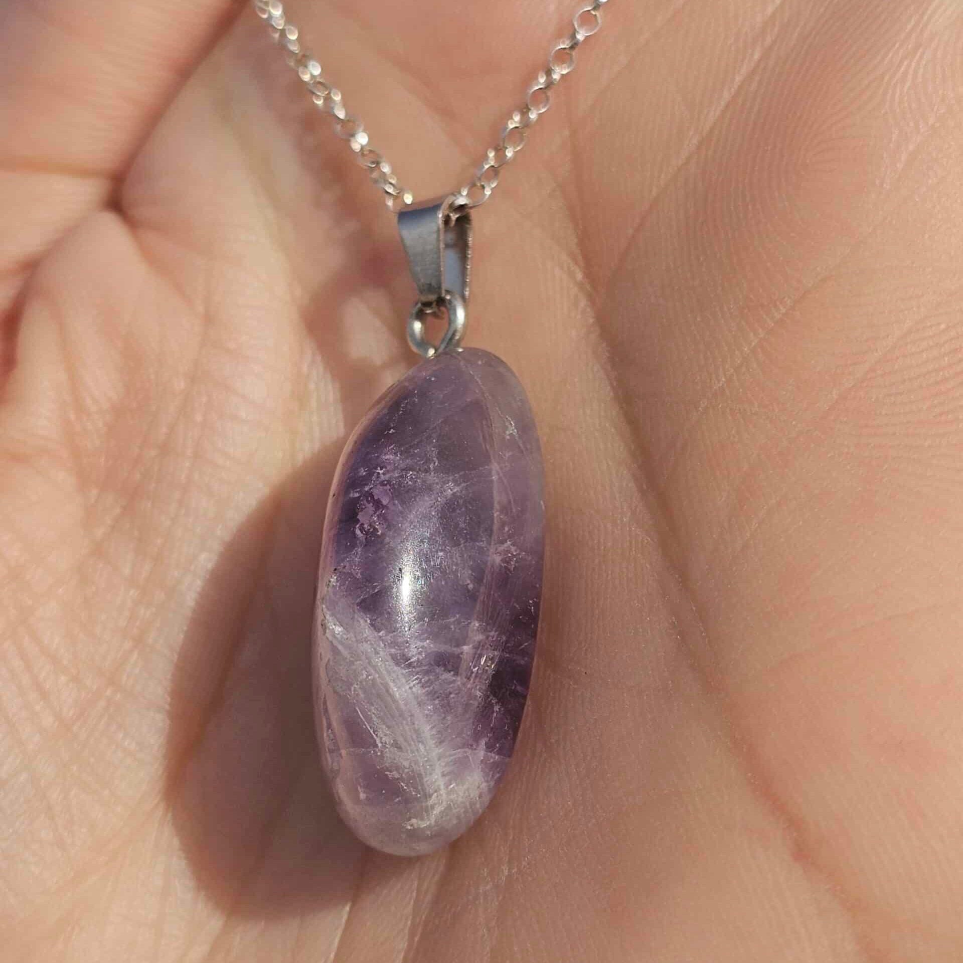 Collier en argent 925 avec pendentif Améthyste chevron (45 cm)