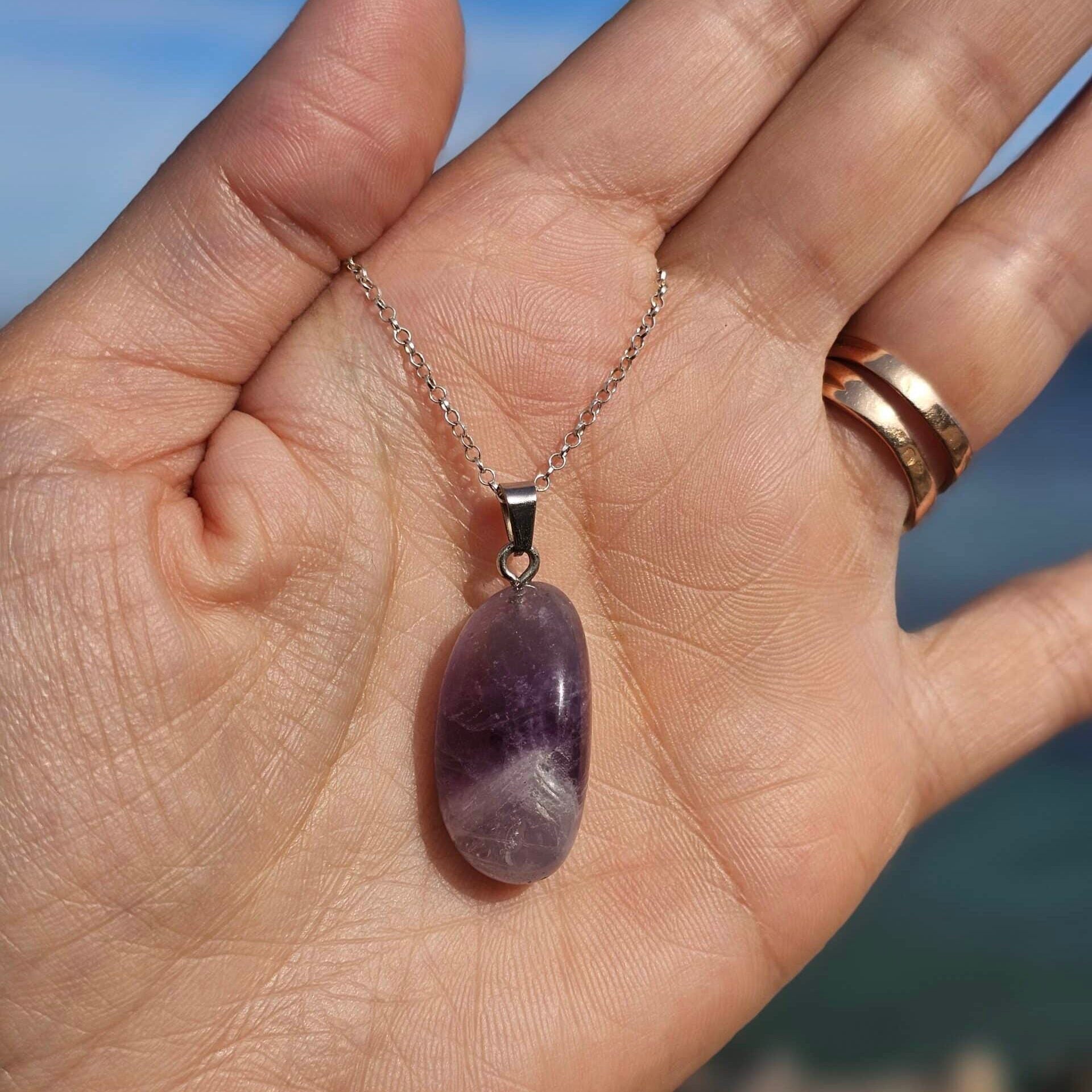 Collier en argent 925 avec pendentif Améthyste chevron (45 cm)