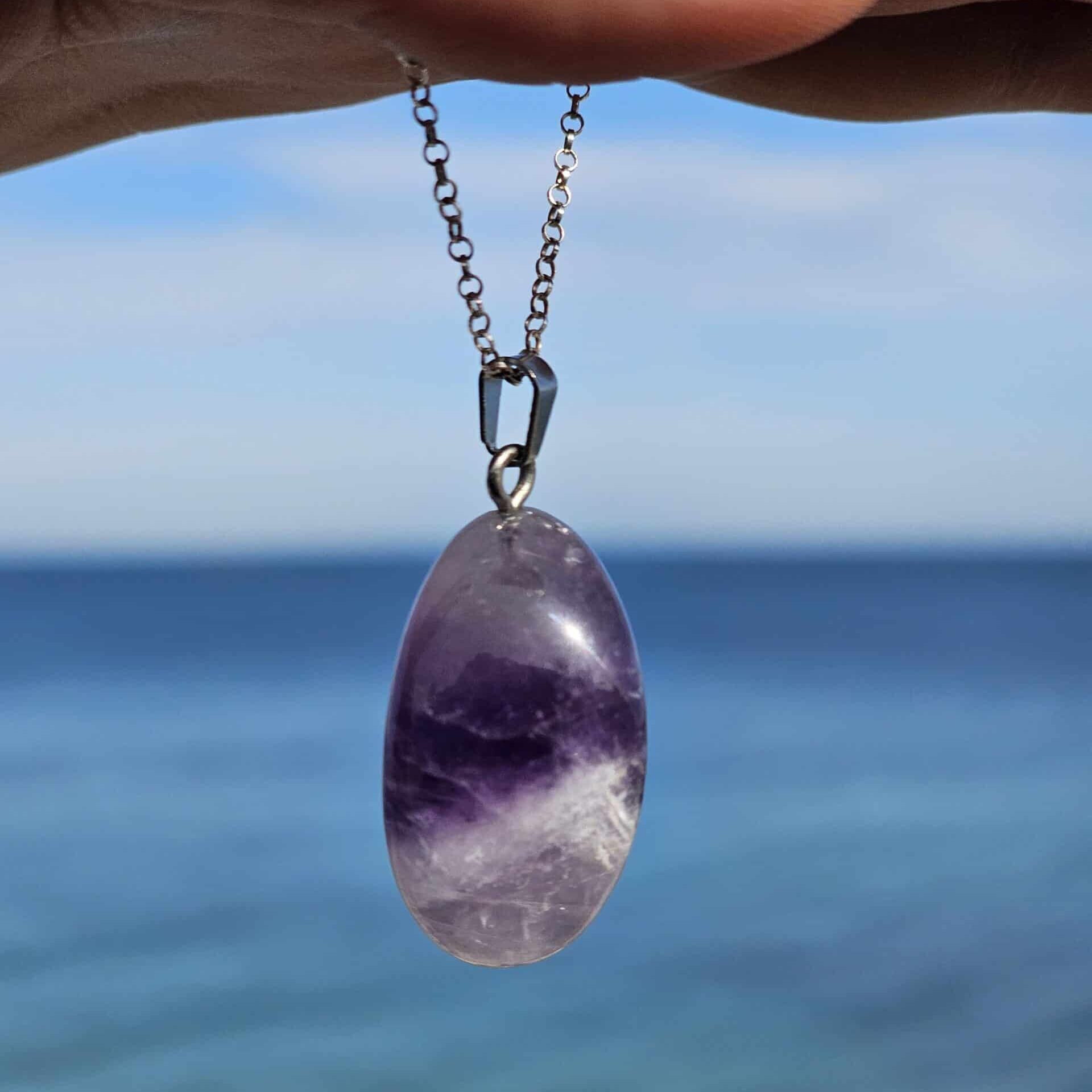 Collier en argent 925 avec pendentif Améthyste chevron (45 cm)