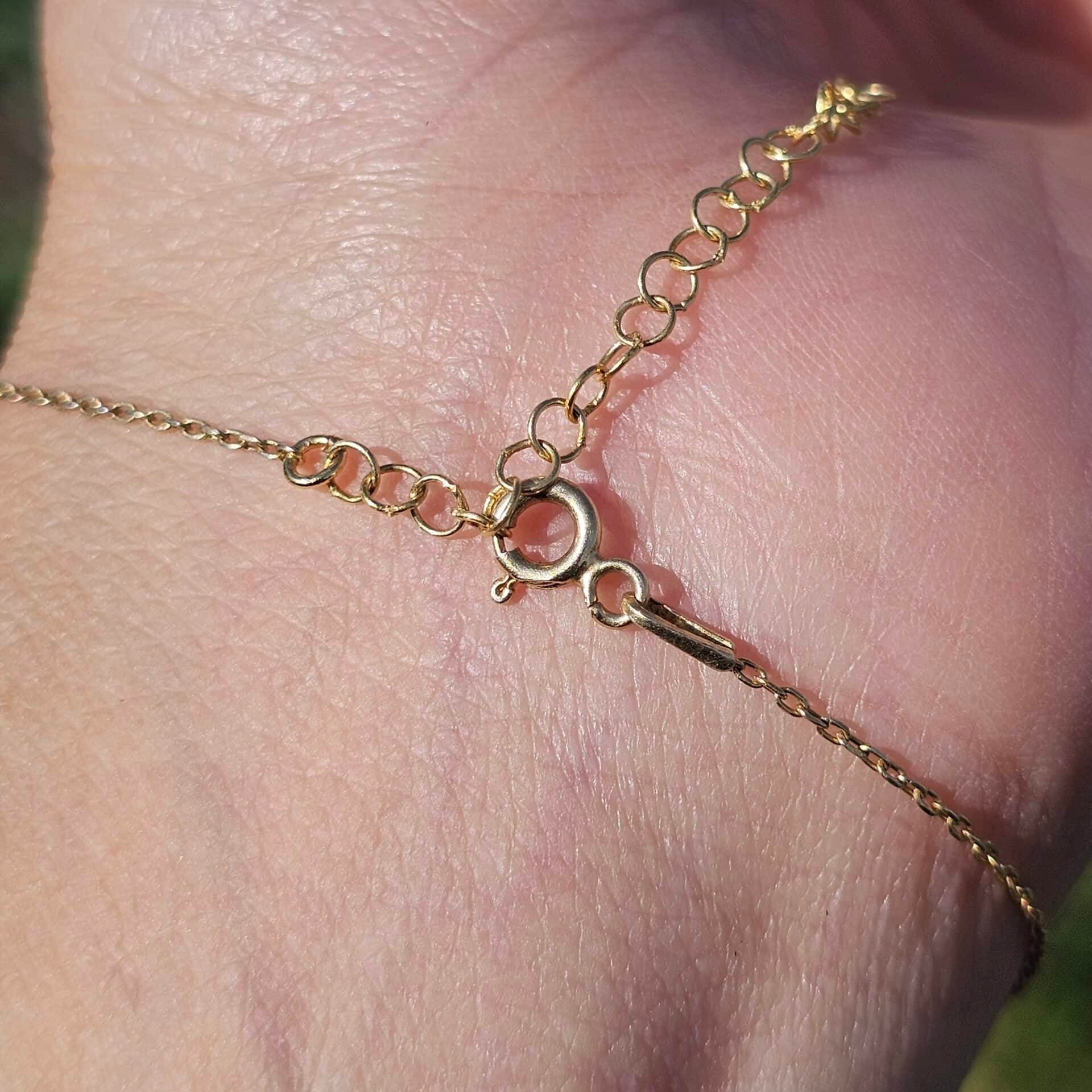 Bracelet en argent 925 plaqué en or 18 karats avec cœur Labradorite (18-23cm)