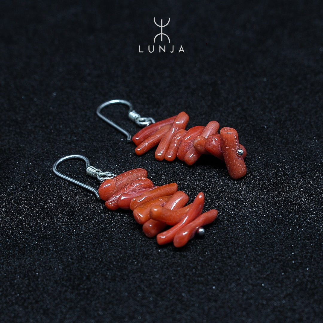 Boucle D'oreille Corail, boucles en corail rouge pour femme