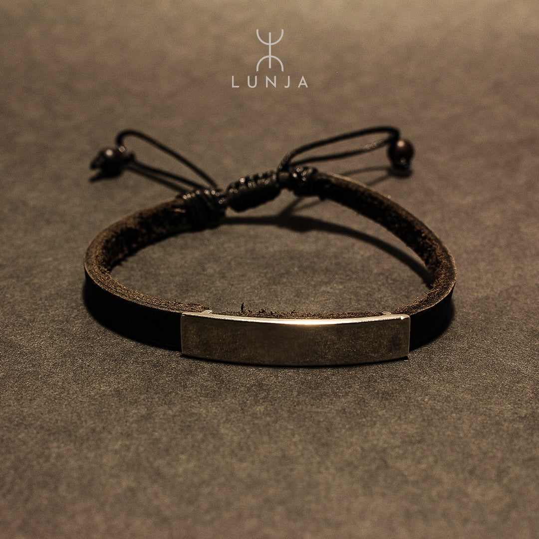 Bracelet Homme cuir argent, bracelet argenté en cuir