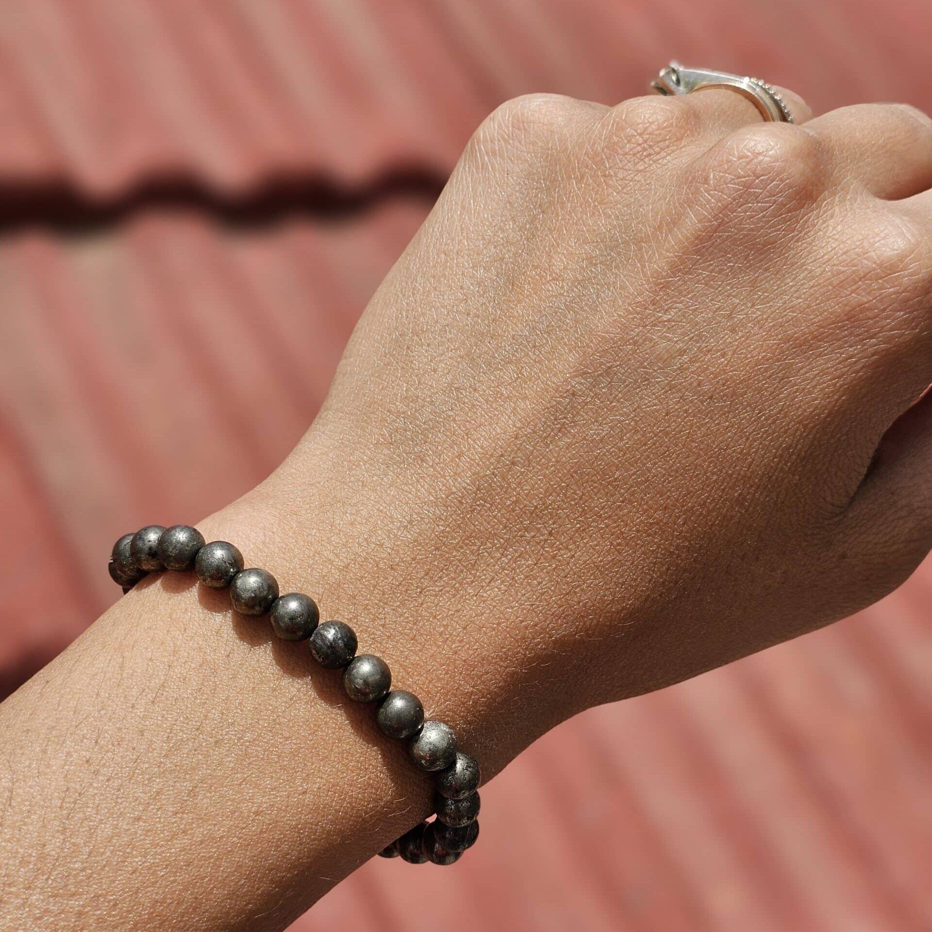 Bracelet élastique en Pyrites naturelles (16-19 cm) - Protection et abondance