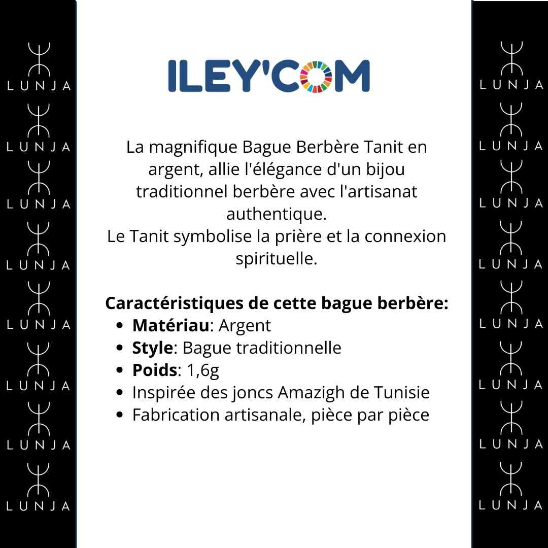 Bague Tanit Argent, bague berbère pour femme ajustable