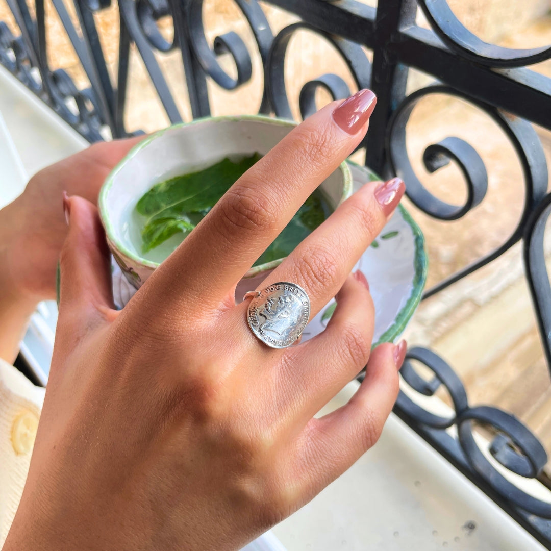 Bague en argent 925 motif lira pour femme