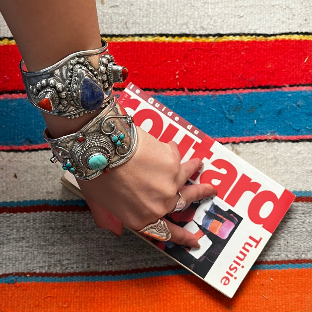 Bracelet Argent Turquoise et Corail, bracelet pour femme en argent et pierres naturelles