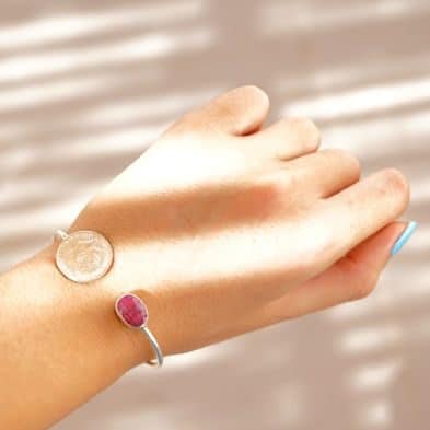 Bracelet femme en argent et racine de rubis en modèle Lira