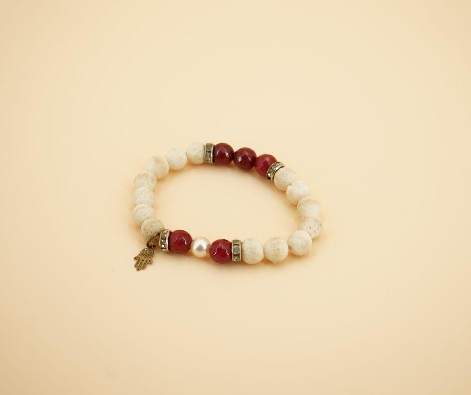 Bracelet En Pierre Pour Femme Avec Motif Khomsa