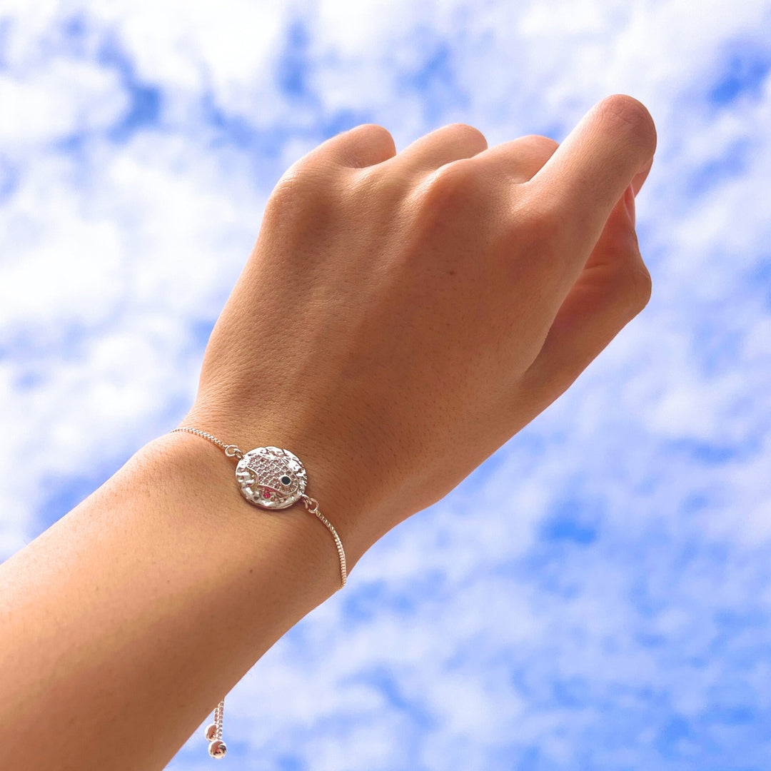 Bracelet argent inoxydable ajustable motif Khomsa