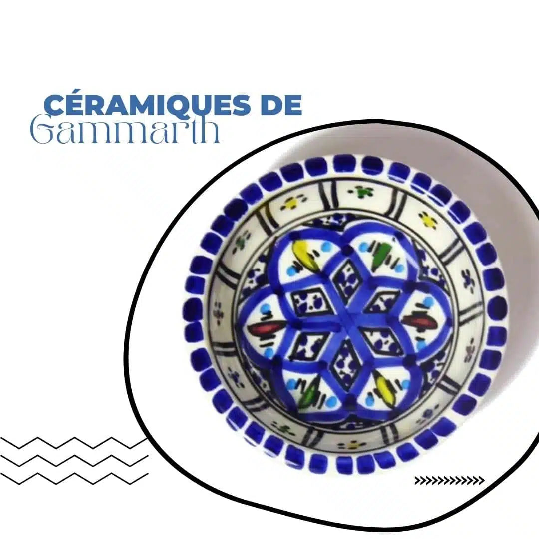 Bol en céramique artisanale – Rouge, Bleu, Turquoise (10cm)