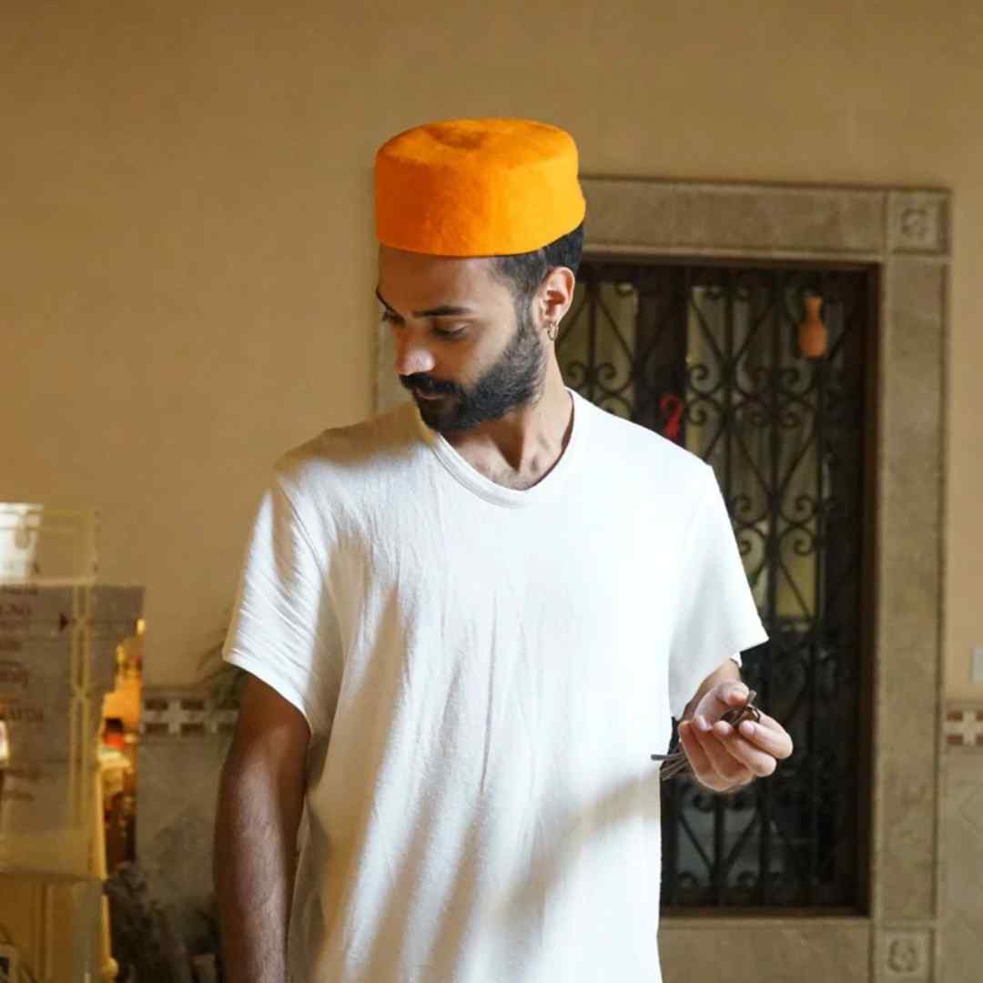 Chéchia Tunisienne Orange En Laine