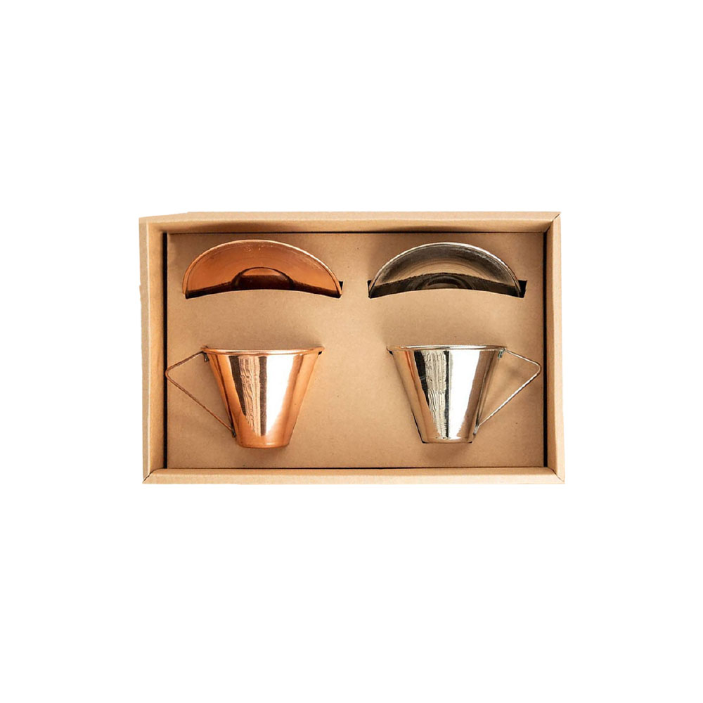Set Nespresso cuivre : 2 tasses & sous-tasses artisanales