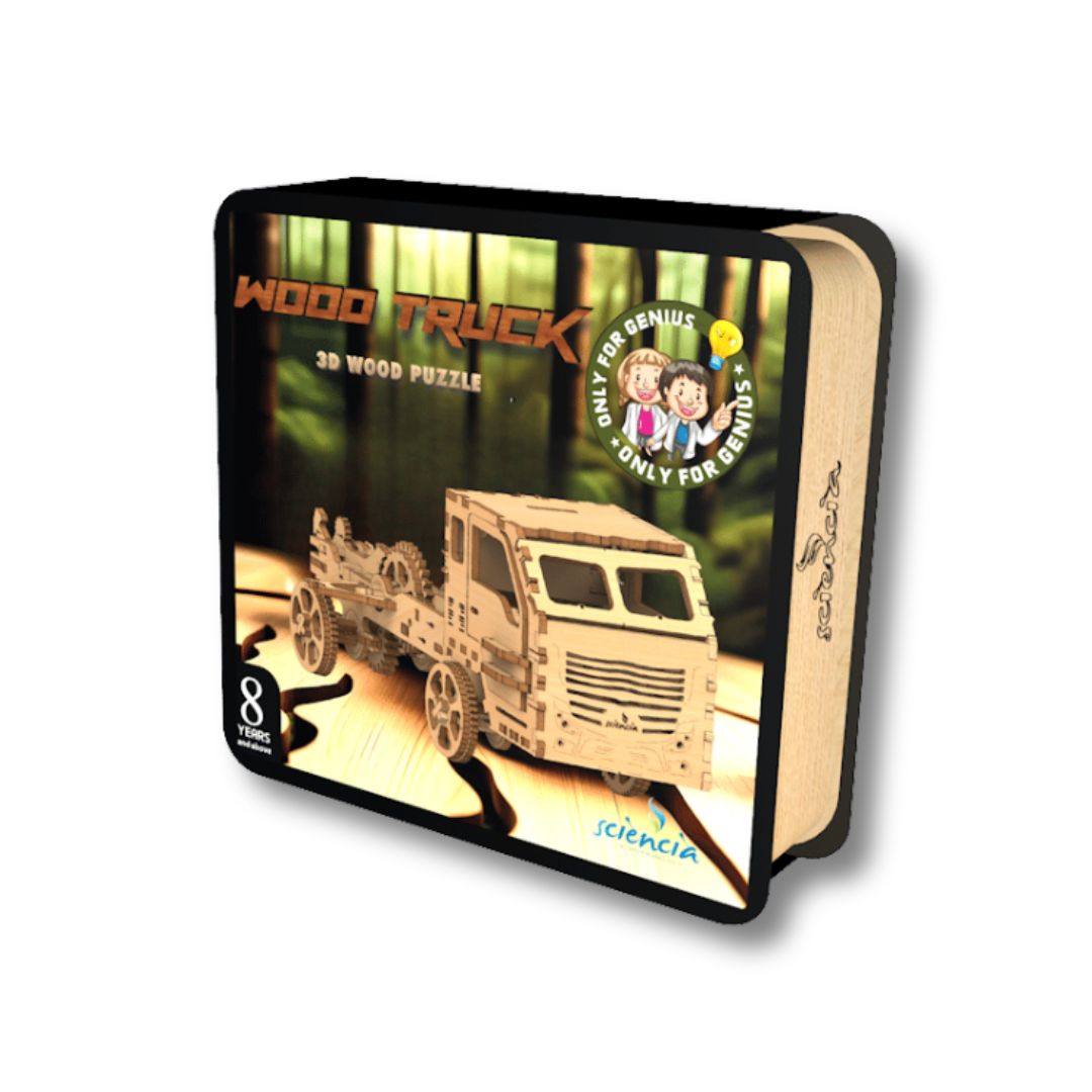 Puzzle 3D camionnette à propulsion en bois, maquette éducative et interactive 76 pièces (+8 ans)