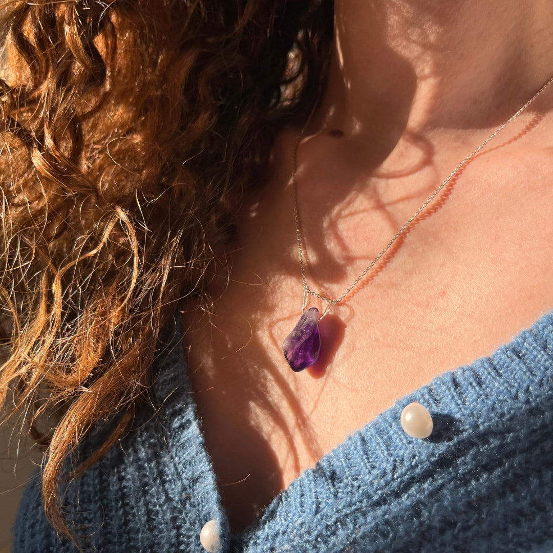 Collier en Argent 925 avec Améthyste Naturelle