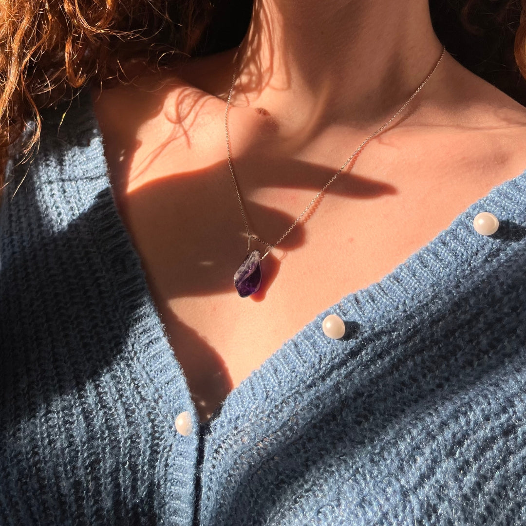 Collier en Argent 925 avec Améthyste Naturelle