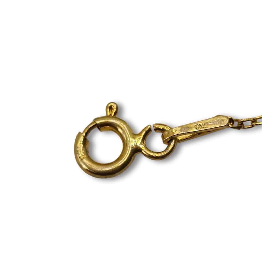 Collier en argent 925 plaqué or 18 karats avec une aigue-marine (45 cm)