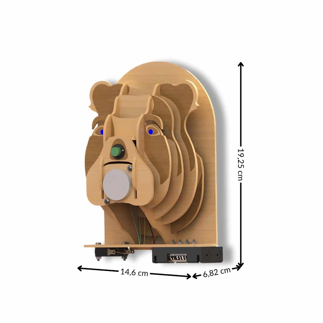 Jeu éducatif STEM alarme tête de chien en bois et électronique (+6 ans)