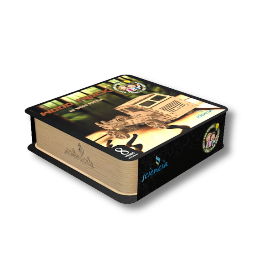 Puzzle 3D camionnette à propulsion en bois, maquette éducative et interactive 76 pièces (+8 ans)
