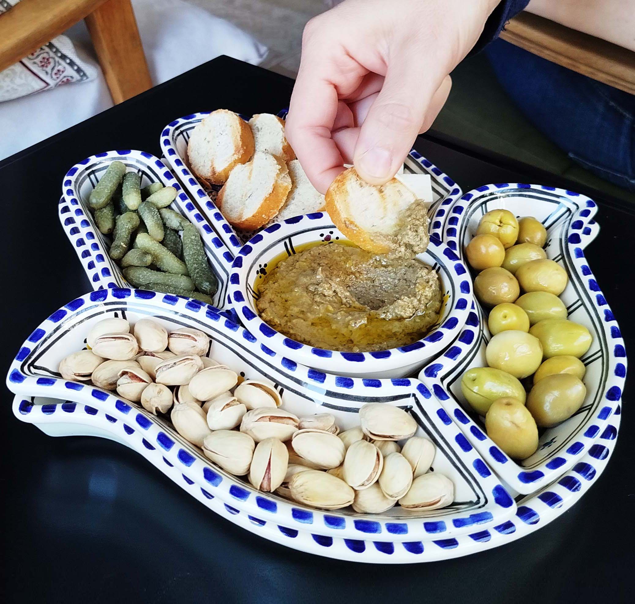 Service apéritif en céramique – Khomsa (7 pièces)