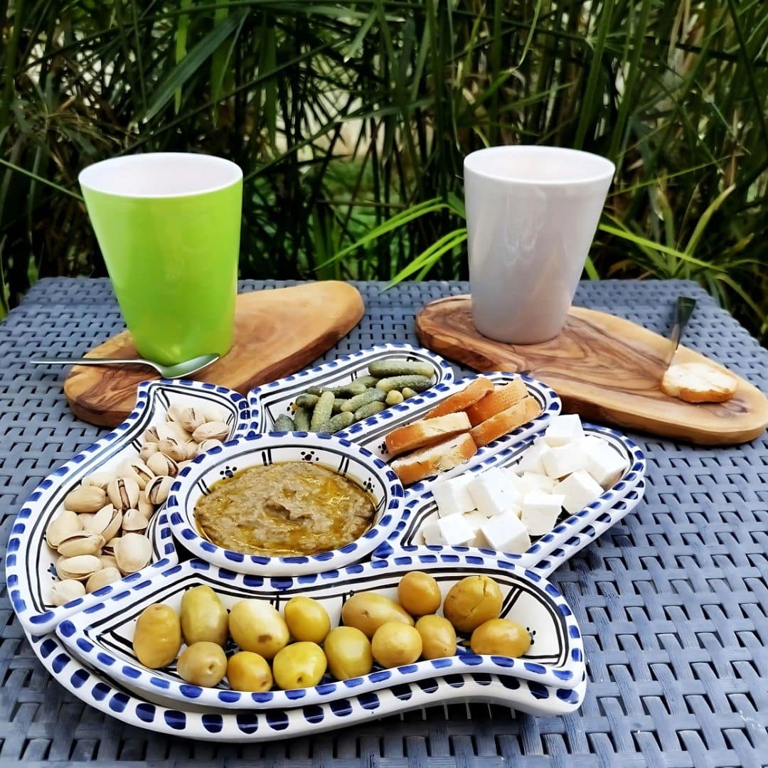 Service apéritif en céramique – Khomsa (7 pièces)