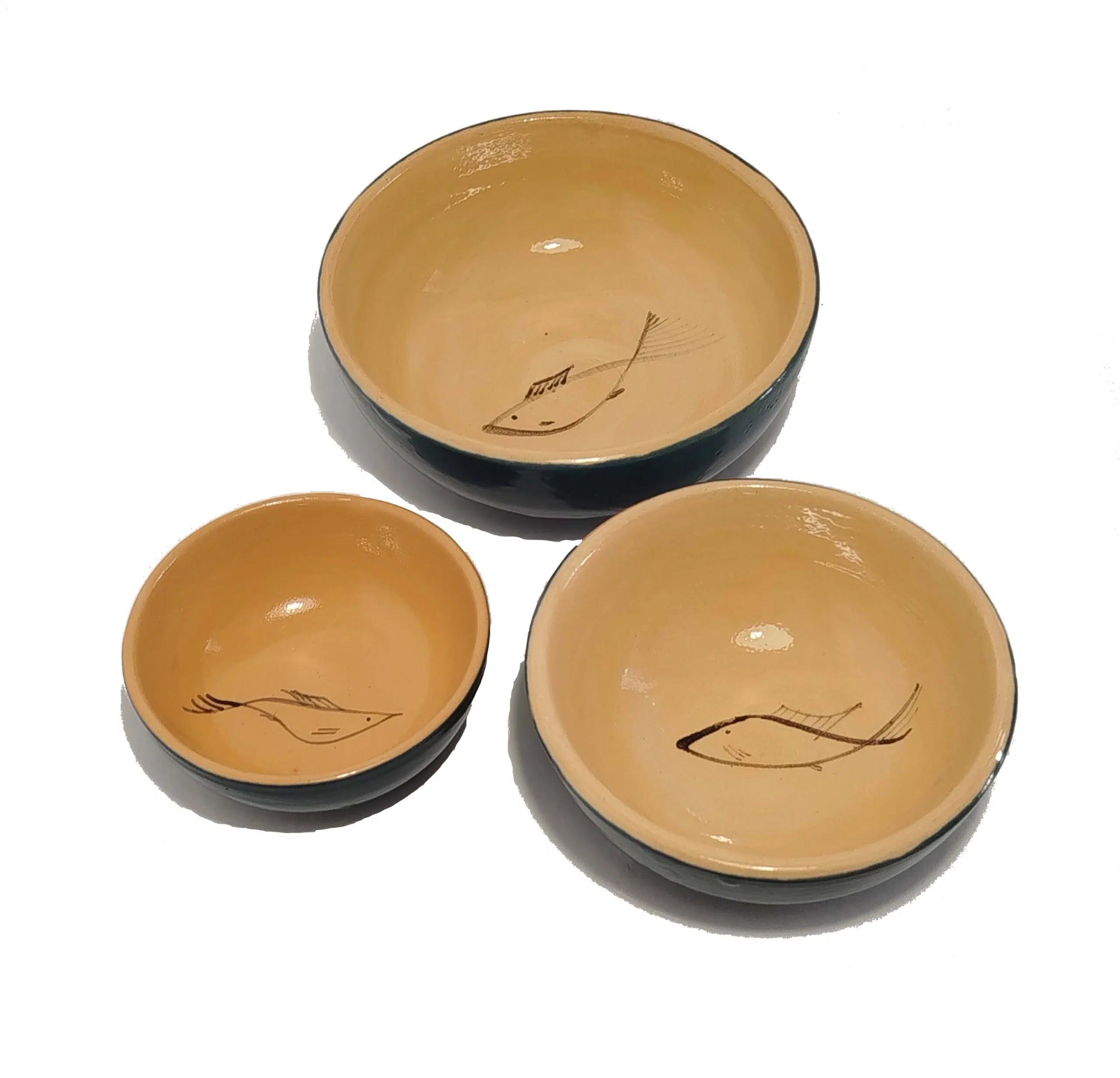 Ensemble de 3 bols en céramique Poissons