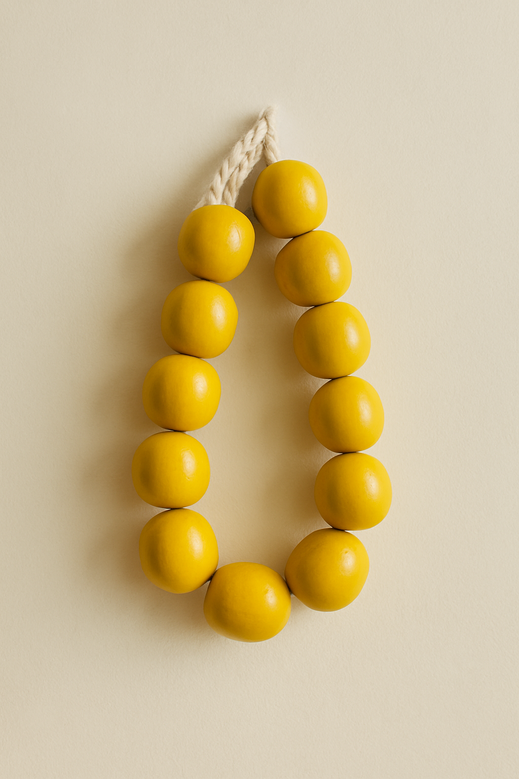 mini chapelet murale en perles de céramique jaune, dimension 40*26cm