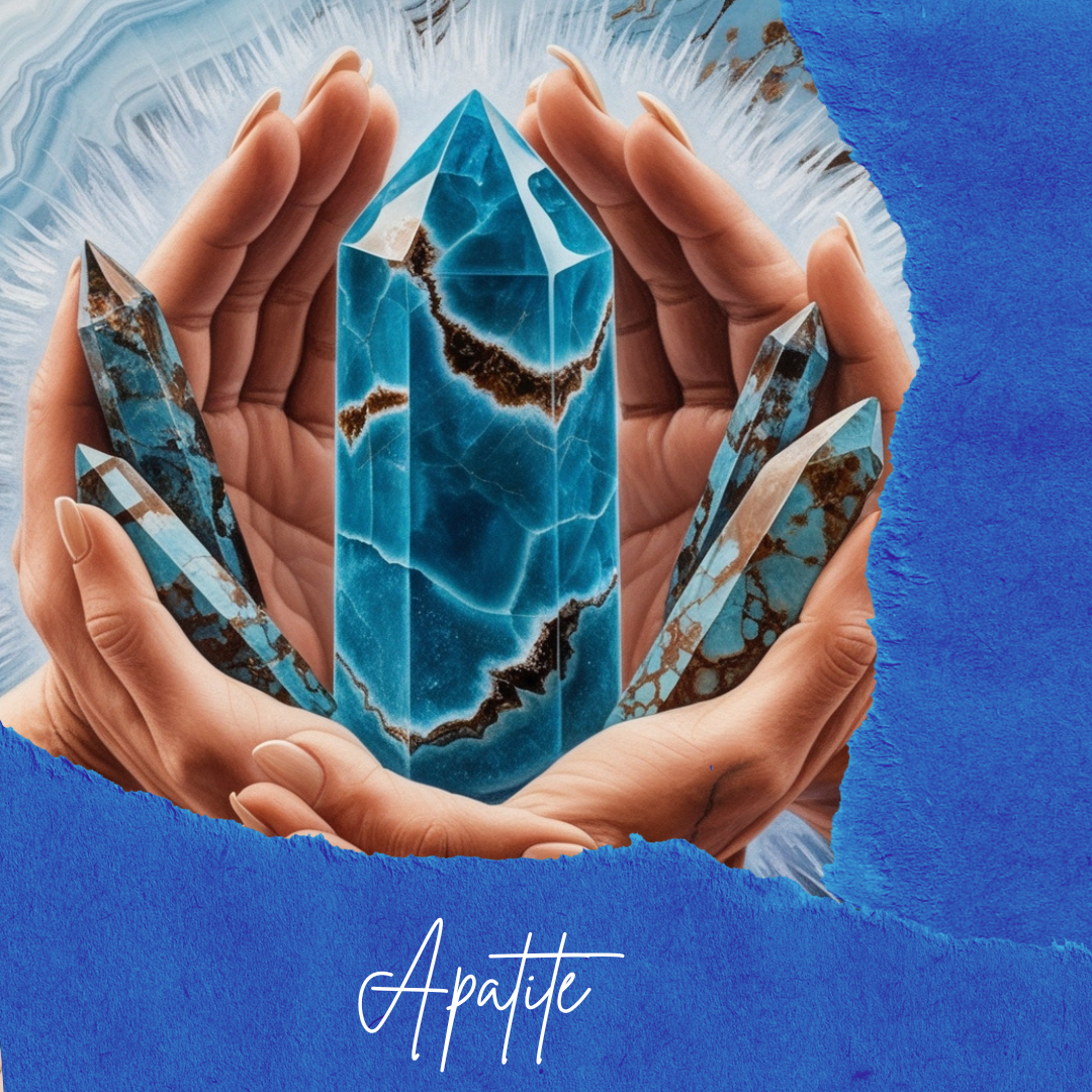 Collier Apatite bleue brute plaqué or 18K – Fait main