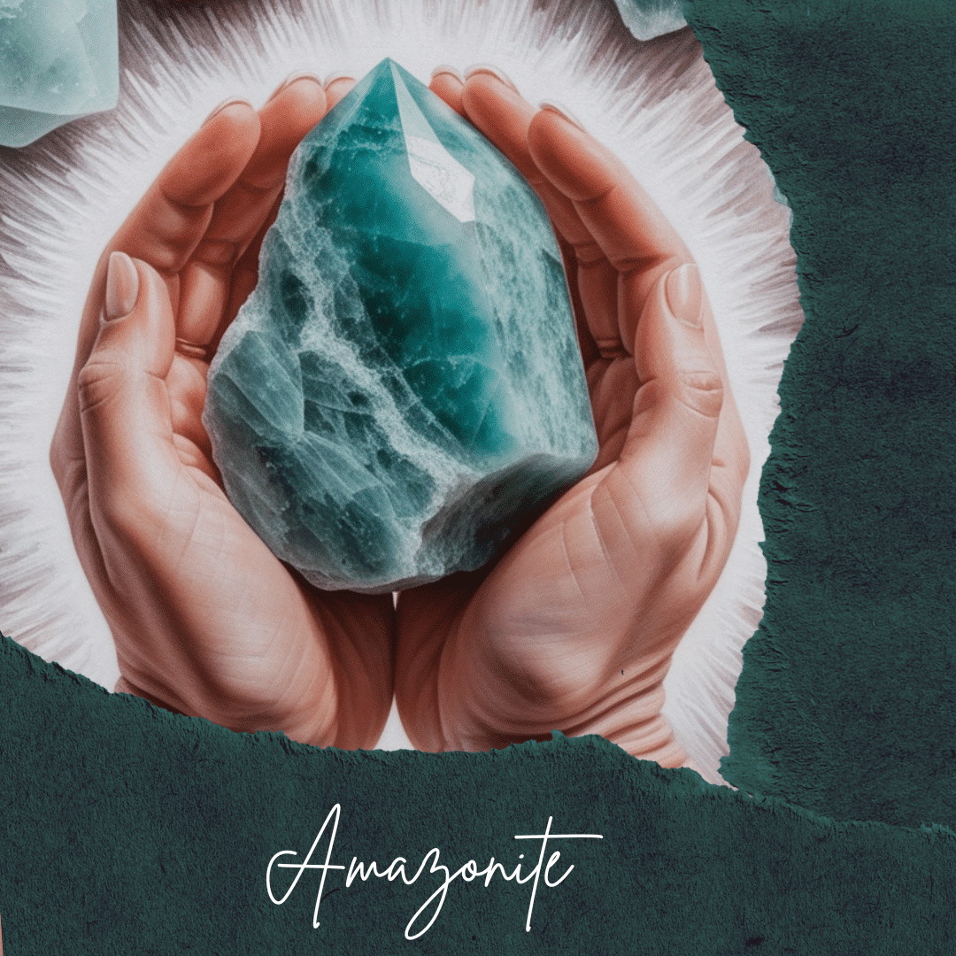 Collier en amazonite naturelle avec pendentif amazonite (45 cm + 5 cm d’extension)