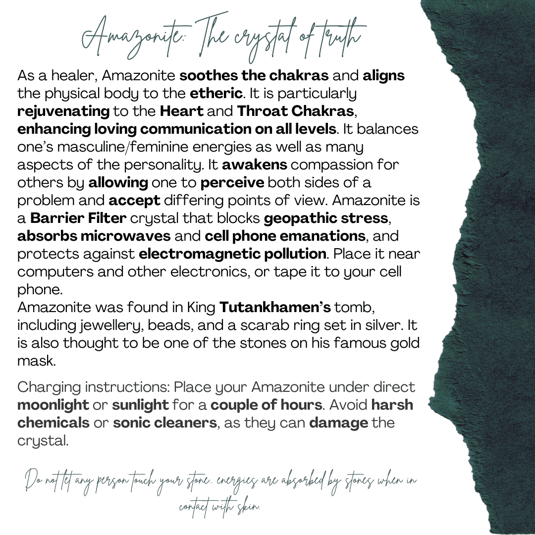 Collier en amazonite naturelle avec pendentif amazonite (45 cm + 5 cm d’extension)