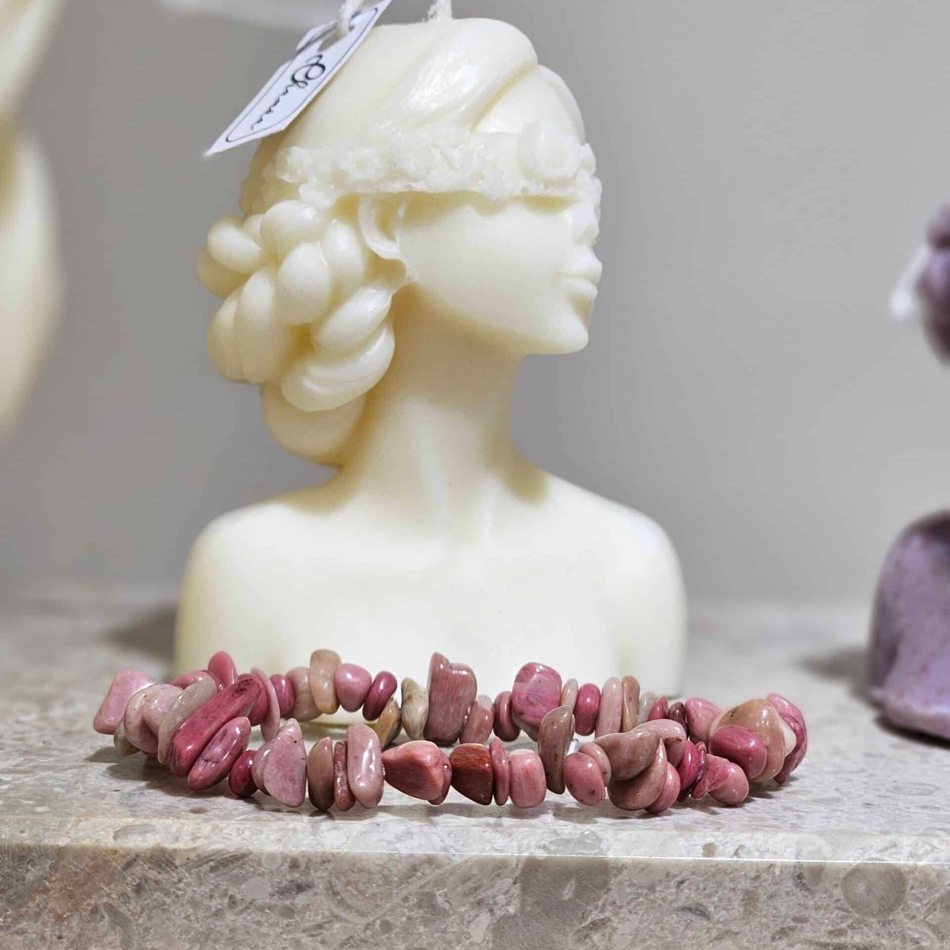 Bracelet élastique en Rhodonites naturelles (16 à 18 cm)