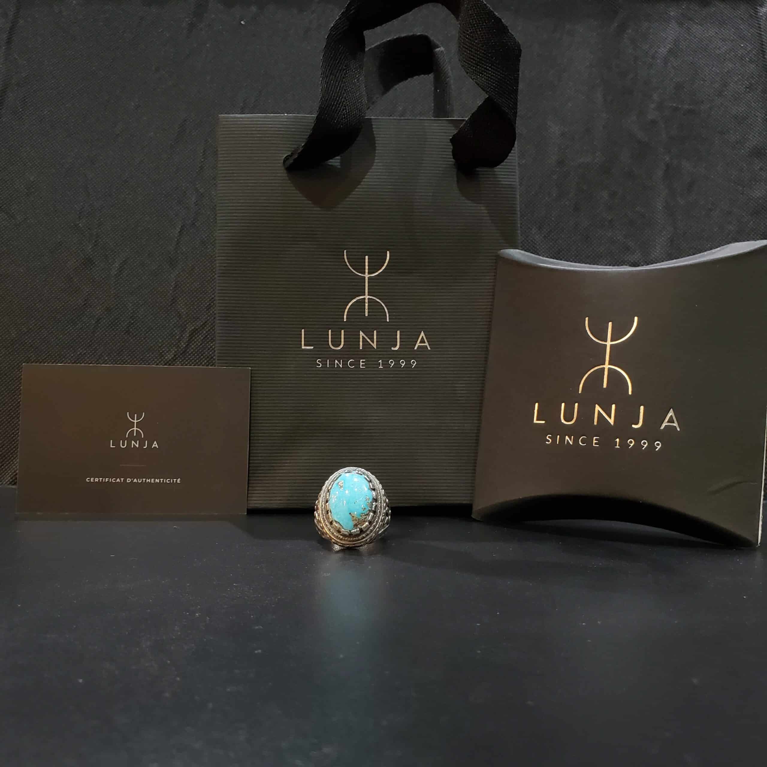Bague en argent 940 Turquoise naturelle pour homme