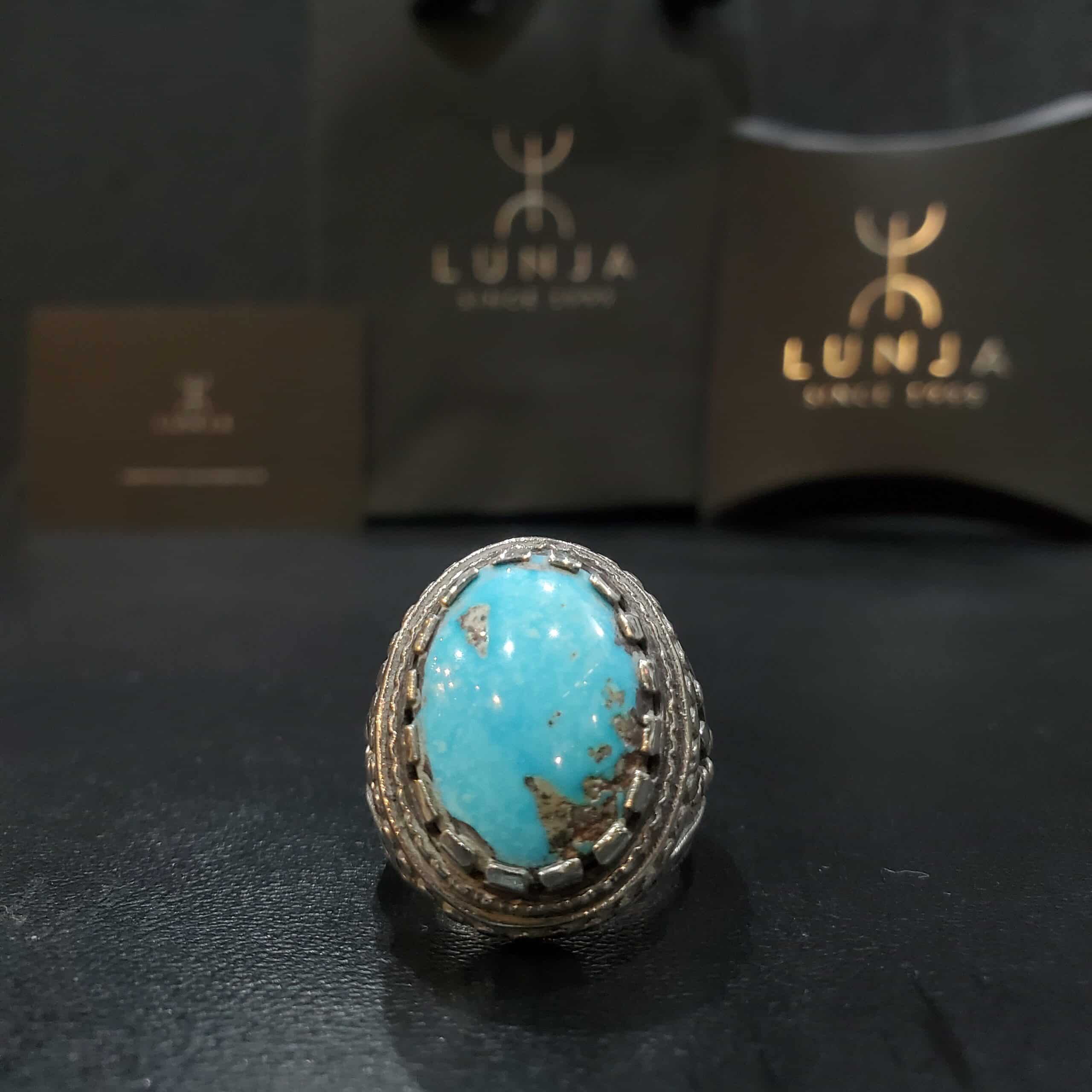 Bague en argent 940 Turquoise naturelle pour homme