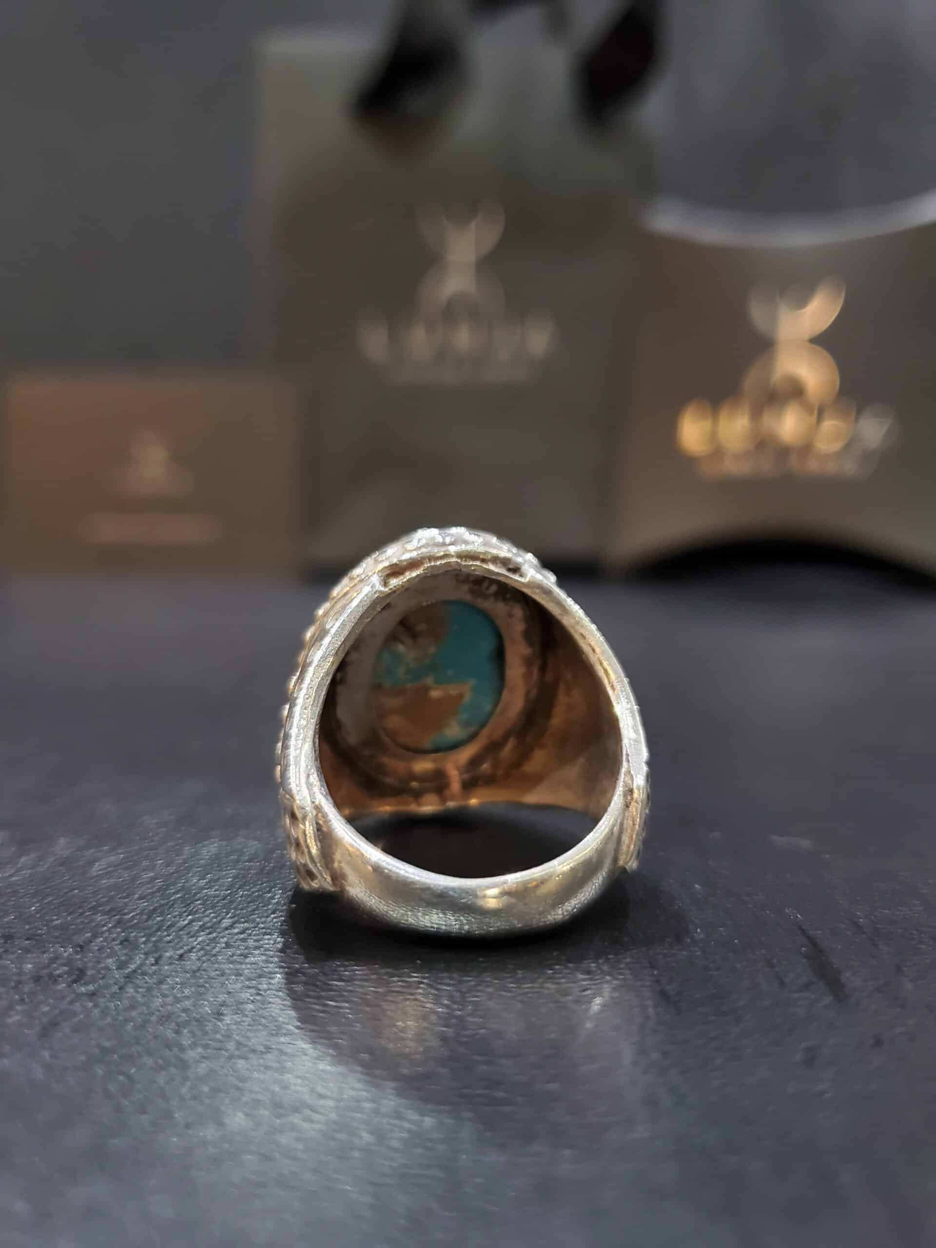 Bague en argent 940 Turquoise naturelle pour homme
