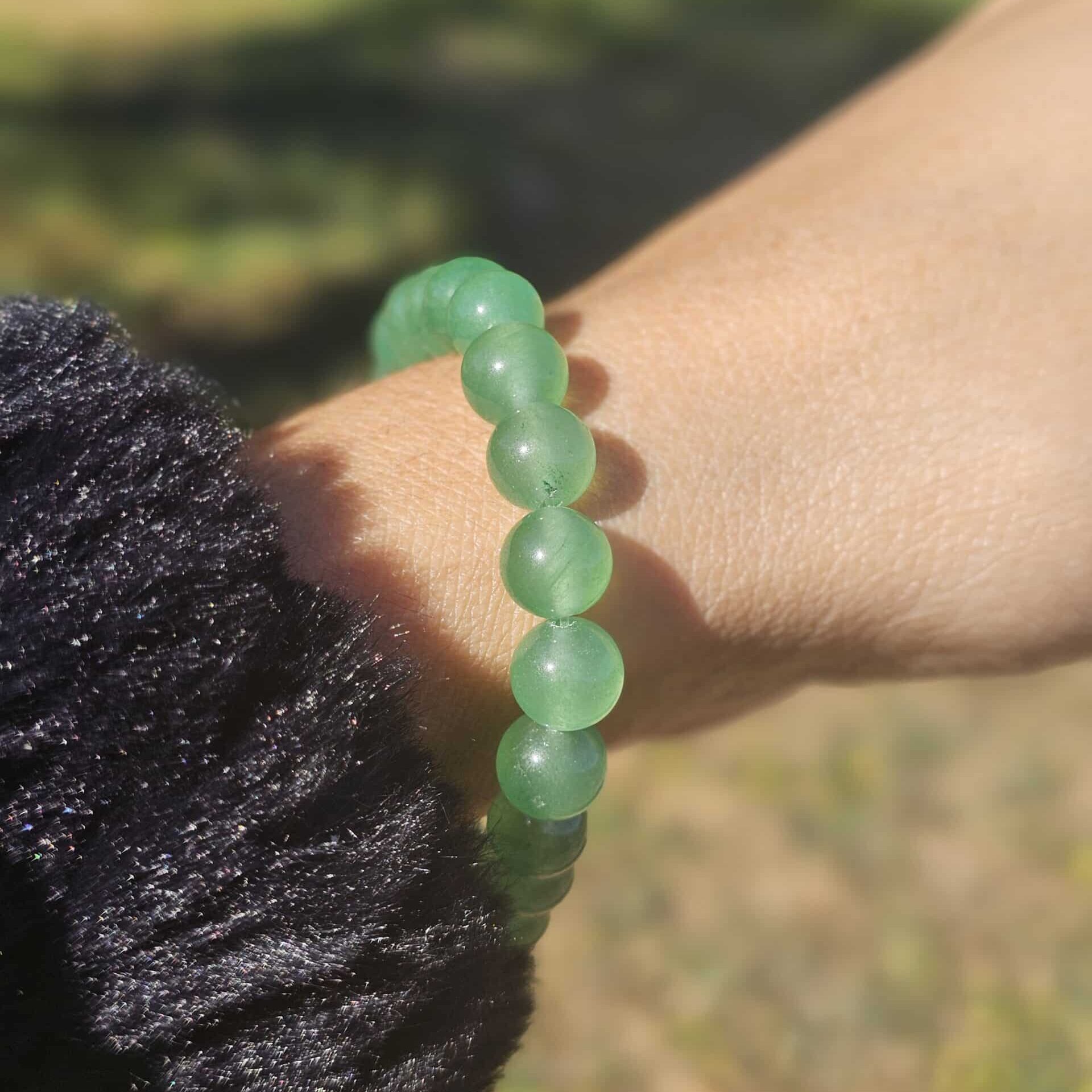 Bracelet élastique en Aventurine Verte – Pierres naturelles 6 mm – Ajustable (17 à 19 cm)